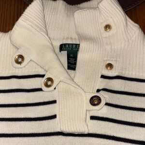 EUC - Ralph Lauren Striped Cream and Black Sweater